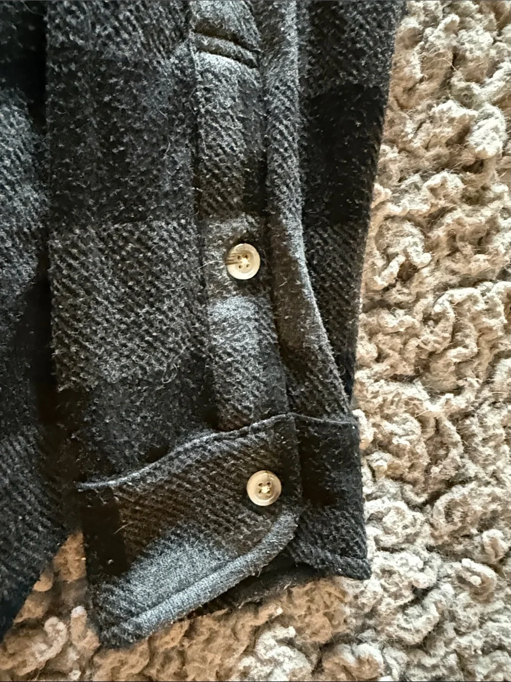 Woman’s Black & Gray Plaid Button-Up Jacket Shirt